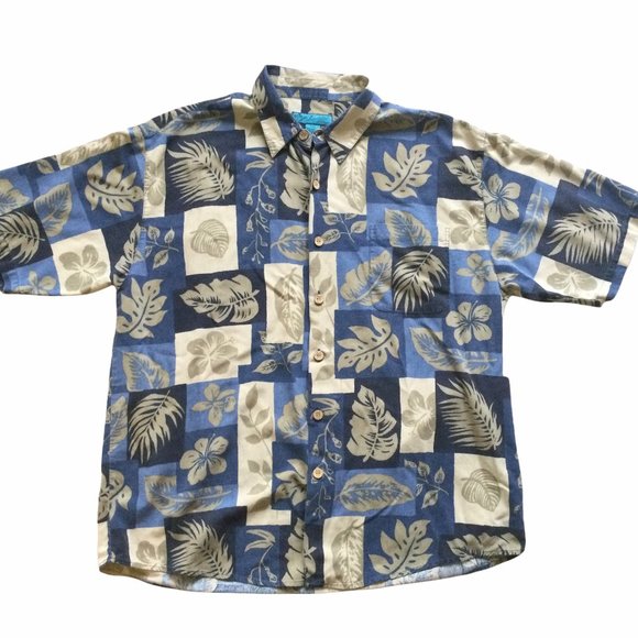 Paradise Blue Silk Cotton Blend XXL Tropical Shirt Party Vacation Cruise - Picture 1 of 8